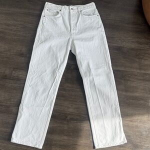 Agolde White Baggy Straight-Leg Jeans